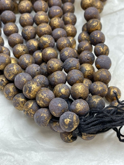 Picture of Vintage Pompei Beads 8mm Choco Gold x25