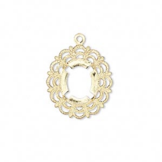Picture of Drop Setting Oval 12x10mm 4-prong Gold Plated x1