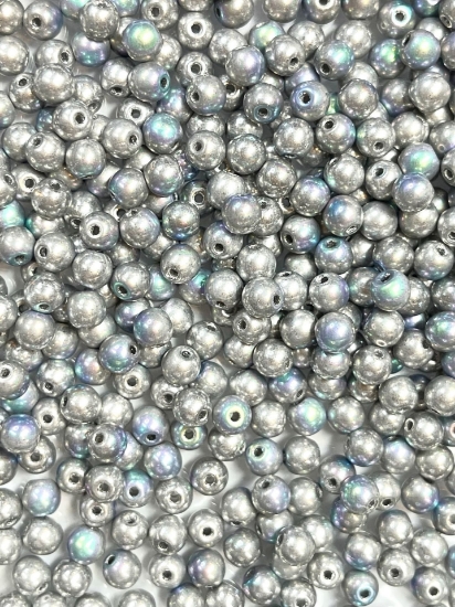 Picture of Round beads 4mm Crystal Glittery Silver Full x50