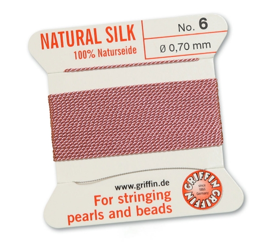 Picture of Griffin Silk Beading Cord & Needle size #6 - 0,70mm Dark Pink x2m 