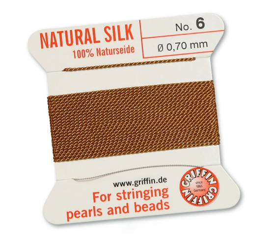 Picture of Griffin Silk Beading Cord & Needle size #6 - 0,70mm Cornelian x2m 