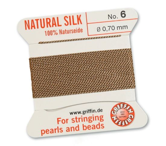 Picture of Griffin Silk Beading Cord & Needle size #6 - 0,70mm Beige x2m