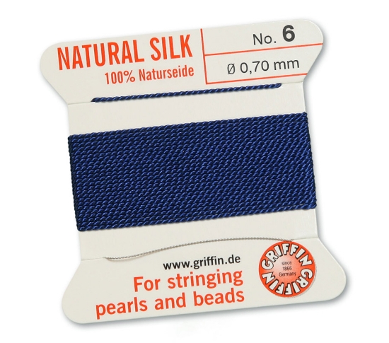 Picture of Griffin Silk Beading Cord & Needle size #6 - 0,70mm Dark Blue x2m