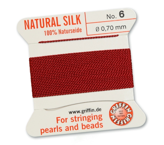 Picture of Griffin Silk Beading Cord & Needle size #6 - 0,70mm Garnet x2m