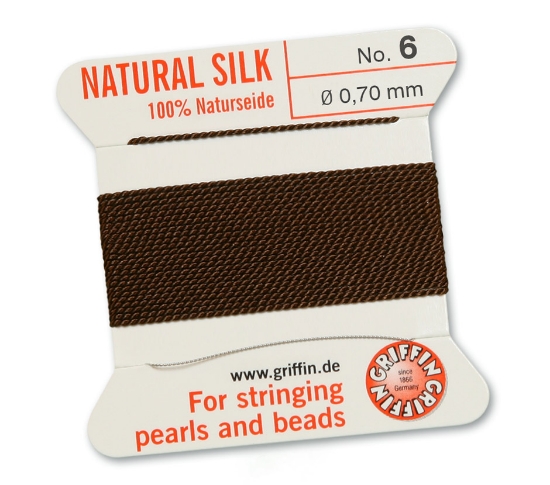 Picture of Griffin Silk Beading Cord & Needle size #6 - 0,70mm Brown x2m