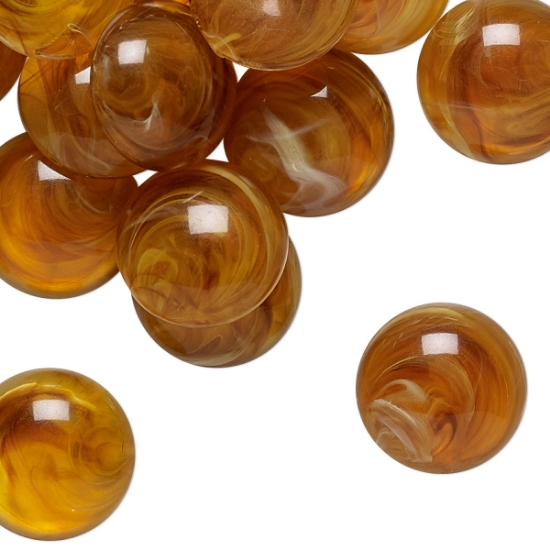 Picture of Vintage Cabochon Acrylic 15mm Marbled Topaz x4
