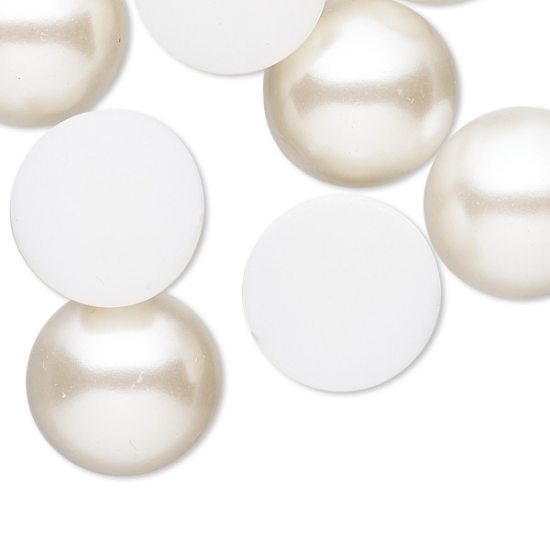 Picture of Vintage Japanese Cabochon 16mm Ivory Pearl x2