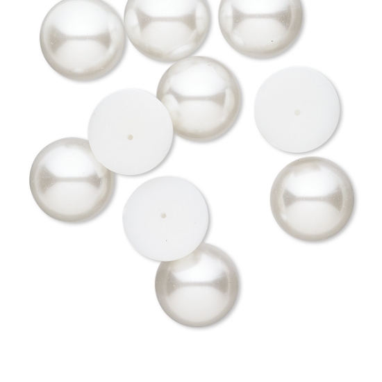Picture of Vintage Japanese Cabochon 18mm White Pearl x2