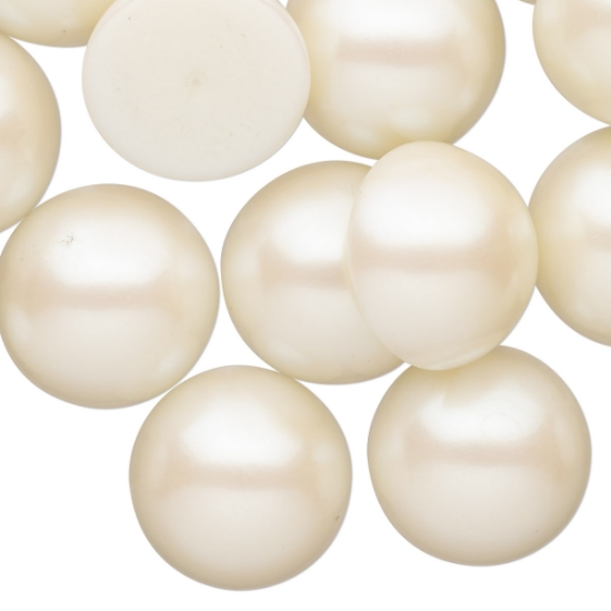Picture of Vintage Japanese Cabochon 18mm round Cream Pearl x2