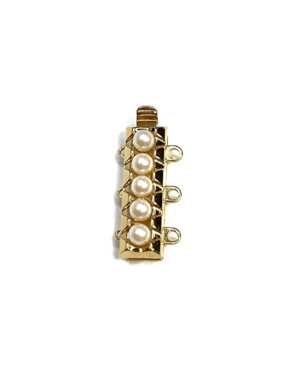 Afbeeldingen van Neumann Clasp Box 18,5x6mm 3-strand 23kt Gold plated x1