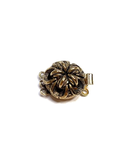 Picture of Neumann Clasp Box Flower 14mm w/3 loops 23kt Antique Gold plated x1