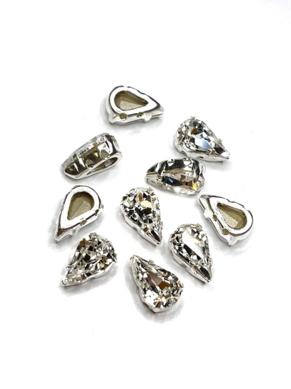 Picture of Preciosa Maxima Pear in Silver Setting 10x6mm Crystal x1