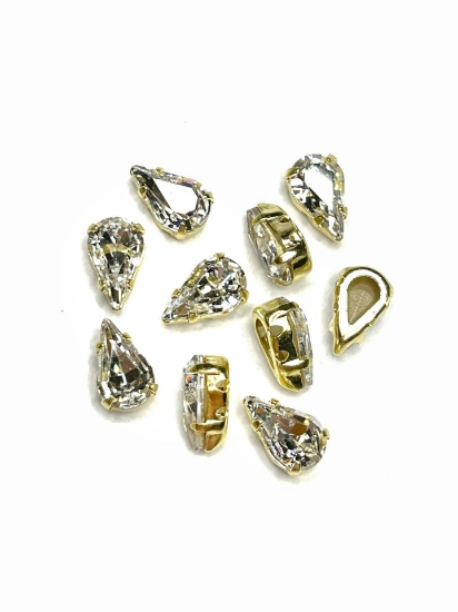 Picture of Preciosa Maxima Pear in Gold Setting 10x6mm Crystal x1