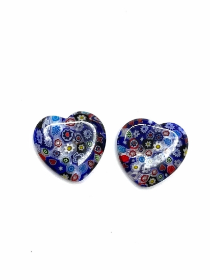 Picture of Millefiori Glass half-drilled Heart 20mm Multi Color x2