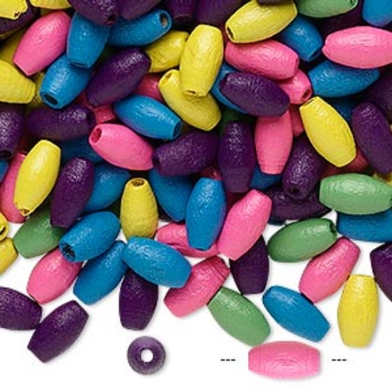 Picture of Bead Wood oval 8x4mm Color Mix x90g