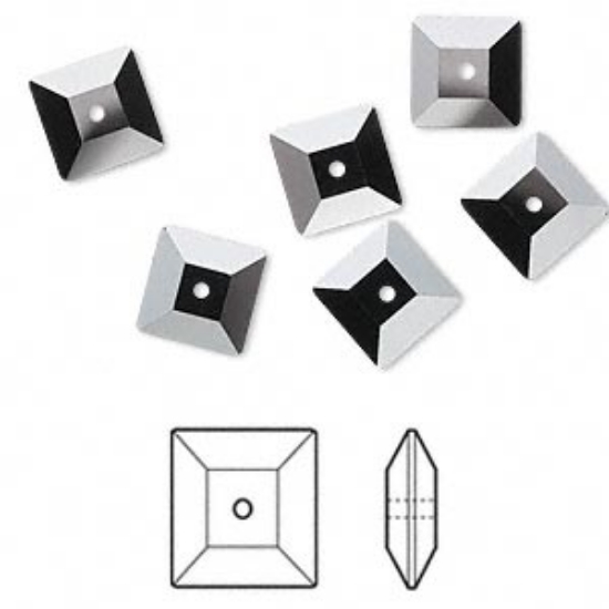 Picture of Swarovski 3400 Square Lochrose Sew-on Stone  8mm Jet x6