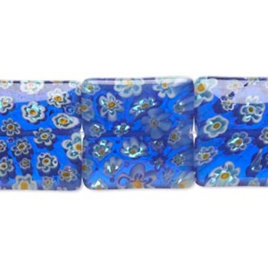 Picture of Millefiori Glass Square 18mm Cobalt x1