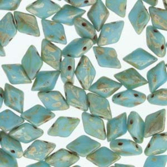 Picture of GemDuo 2-hole 5x8mm Turquoise Blue Picasso  x10g