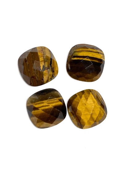 Image de Cabochon Tiger Eye 15mm faceted cushion x1