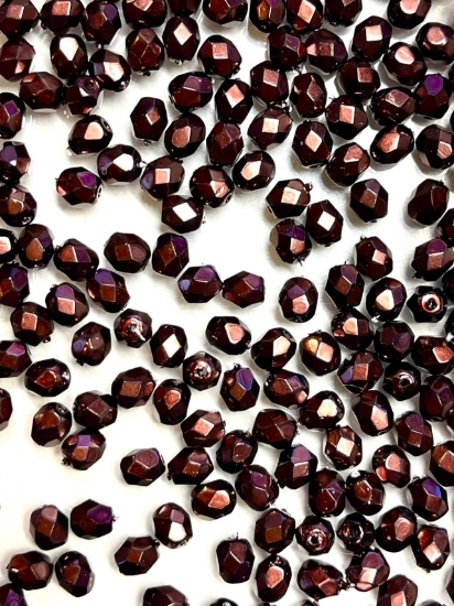 Picture of Fire-Polished 4mm Jet Heavy Metal Dark Sienna x100
