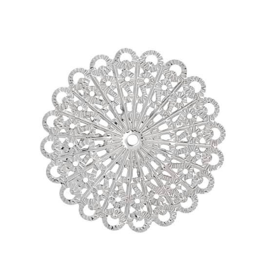Picture of Filigree Round Flower 45mm Silver Tone x1