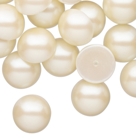 Picture of Vintage Japanese Cabochon  Round 14mm Light Peach Pearl x4