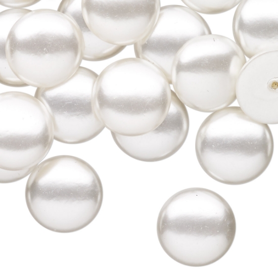 Picture of Vintage Japanese Cabochon Button 14mm Ivory Pearl x4