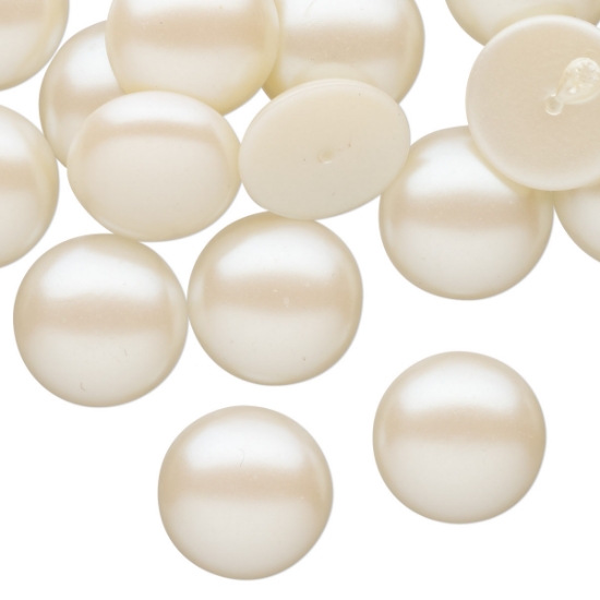 Picture of Vintage Japanese Cabochon  low-domed Round 14mm Light Peach Pearl x4