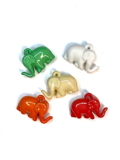 Picture of Acrylic Pendant Elephant 23x17mm Color Mix x10