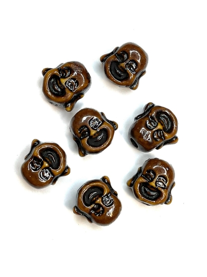 Picture of Resin Bead Buddha Face 18x16mm Brown x4
