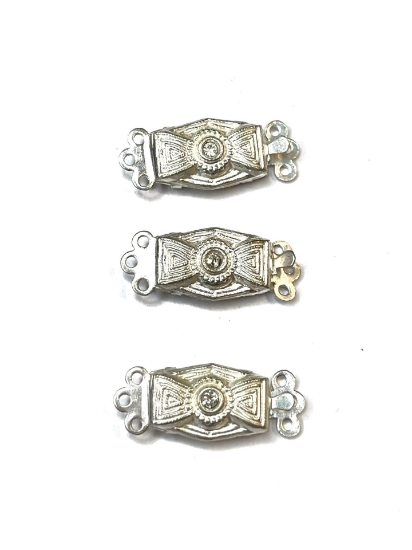 Picture of Vintage Clasp Art Nouveau Bow with strass 22x8mm Silver x1