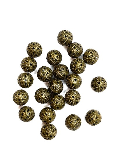 Bild von Filigree Bead 8mm round Bronze x25