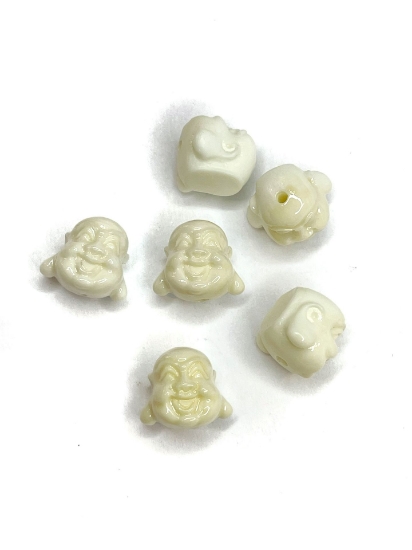 Picture of Acrylic Bead Buddha 14x12mm Eggshell x10