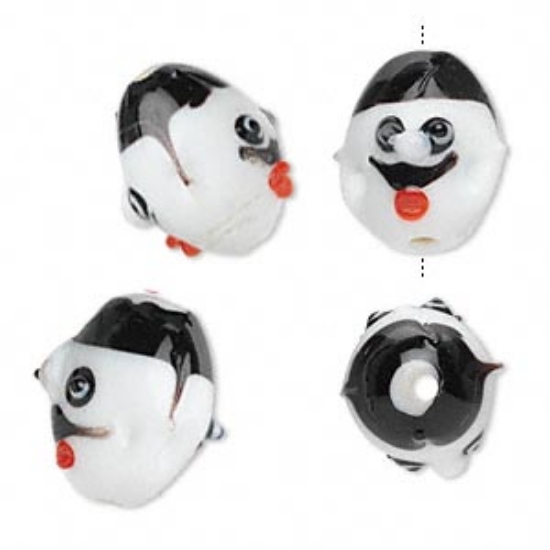 Picture of Glass Bead Face 21x15mm Black/White/Red x1
