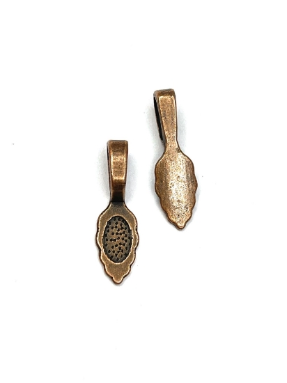 Picture of Bail glue-on leaf 15x7mm Copper x10