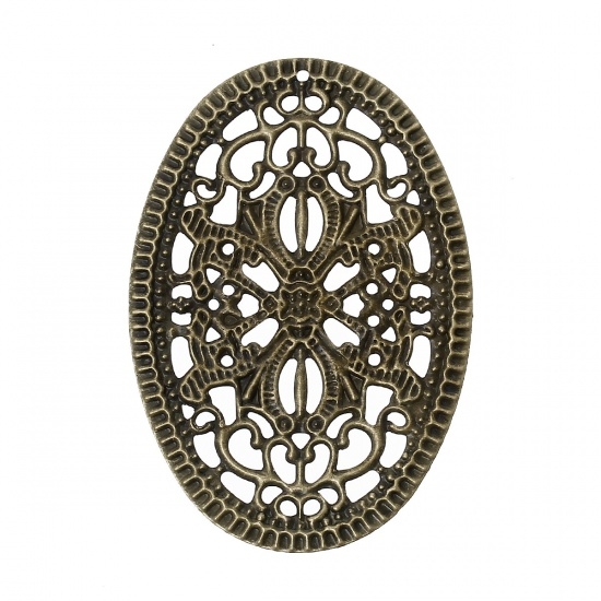 Picture of Filigree Oval Flower 55x38mm Bronze x1
