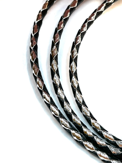 Picture of Bolo Cord Faux Leather 4mm Black-Silver x90cm