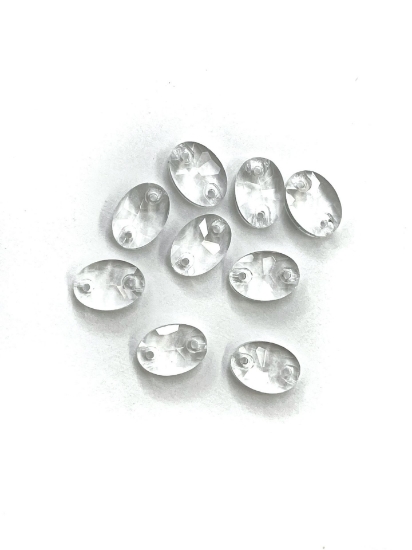 Picture of Rose Sew-on stone flat 2-hole 10x7mm Crystal UF x10