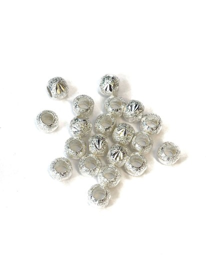 Picture of Metal Stardust Bead 6mm round with 3mm hole Silver x100