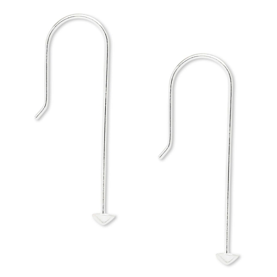 Picture of 925 Silver Earwire 34mm fishhook w/ 28mm stack-a-bead head pin shank x2