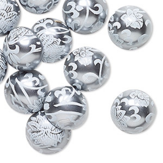 Picture of Vintage Cabochon Coated 13mm Silver x4