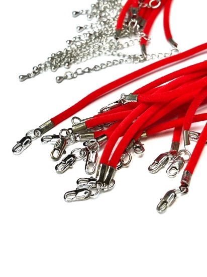 Picture of Choker Necklace 41cm Flocked 3mm Red x1