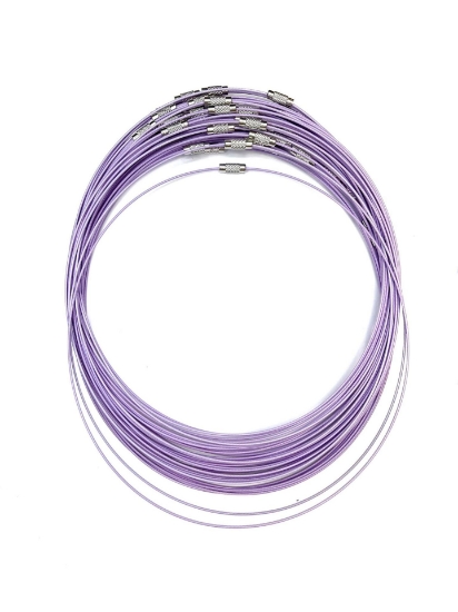 Picture of Stainless Steel Wire Choker Necklace 45cm 1mm Violet x1