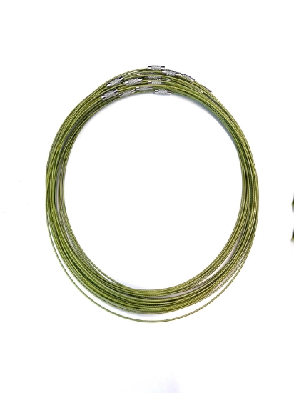 Picture of Stainless Steel Wire Choker Necklace 45cm 1mm Lime x1