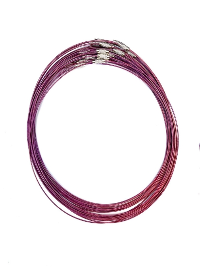 Picture of Stainless Steel Wire Choker Necklace 45cm 1mm Purple x1