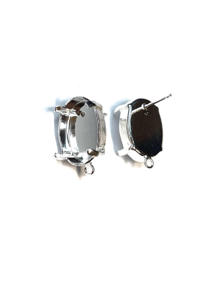 Picture of Premium Ear Stud 4120 18x13mm oval w/ loop 999 Silver Plate x2