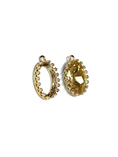 Picture of Premium Pendant Crown 4120 14x10mm oval w/ loop 24Kt Gold Plate x1