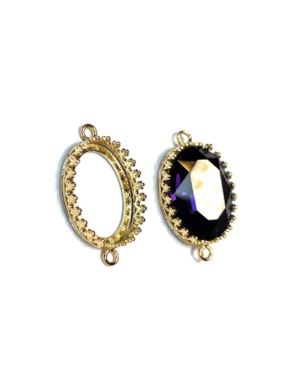 Picture of Premium Pendant Crown 4120 18x13mm oval w/ 2 loops 24kt Gold Plate x1