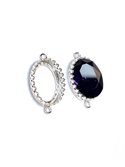 Picture of Premium Pendant Crown 4120 18x13mm oval w/ 2 loops 999 Silver Plate x1 