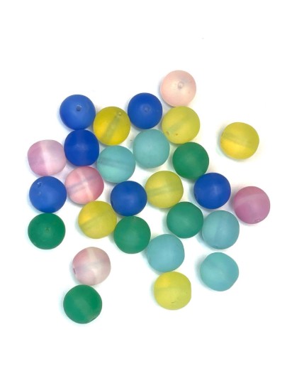 Picture of Vintage Mat Glass beads 9mm round Colour Mix x25